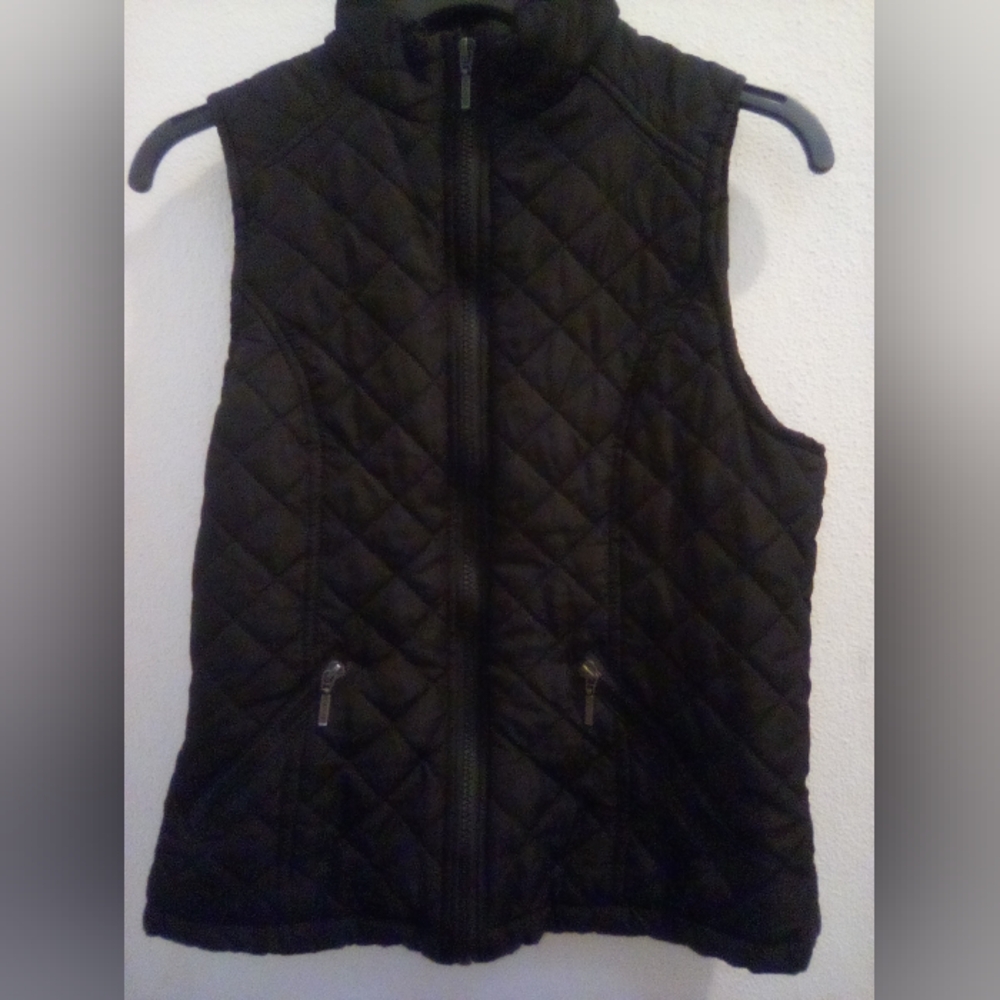 Laura Scott Women's Vest Zip Up Lightweight Quilted Black Size M
